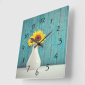 Sunflowers in a vase vierkante klok (Hoek)