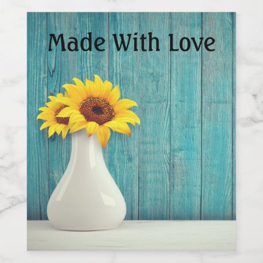 Sunflowers in a vase wijn etiket (Enkel label)