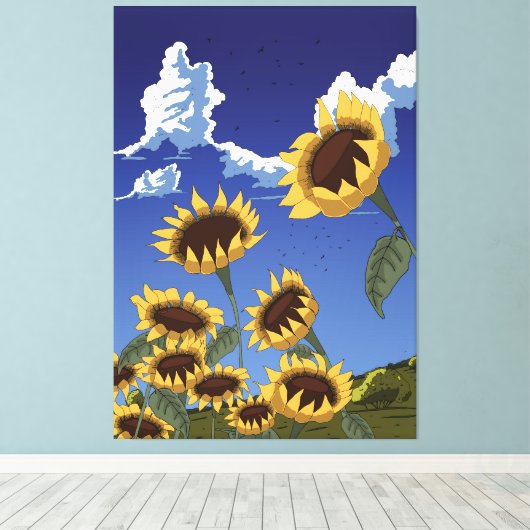 Sunflowers in the Summer Canvas Afdruk (Insitu (Houten vloer))