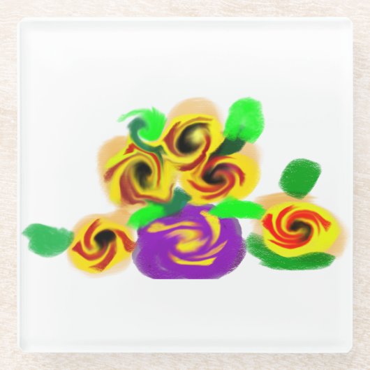 Sunflowers joy glazen onderzetter (Voorkant)