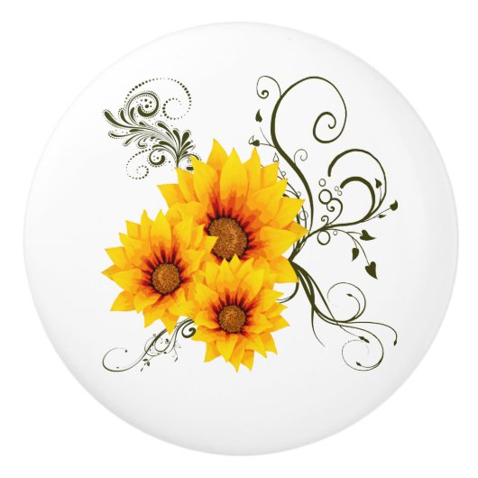 Sunflowers Keramische Knop (Voorkant)