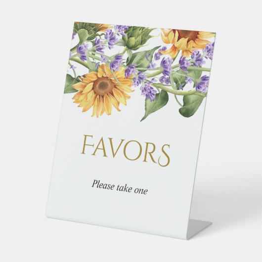 Sunflowers & Lavender Favor Table Top Sign Reclamebord Met Voetstuk (Voorkant)