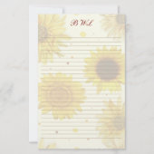 Sunflowers Lined Monogram Writing Paper Briefpapier (Voorkant)