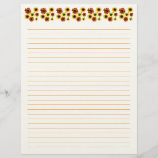 Sunflowers Lined Stationery Paper Briefhoofd