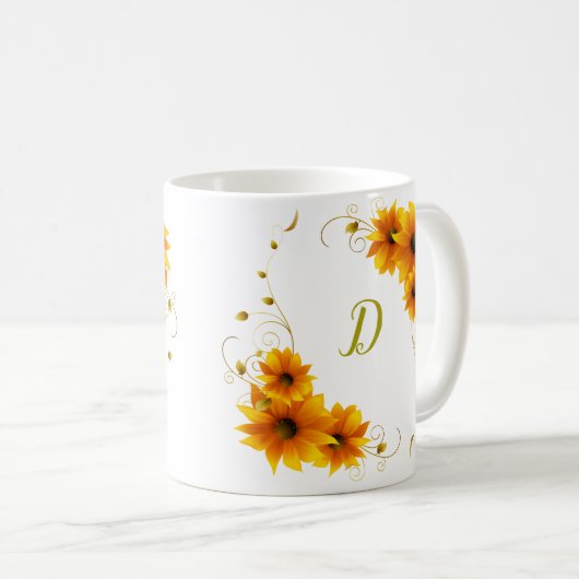 SunFlowers Monogram Koffiemok (Voorkant rechts)