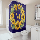 Sunflowers Monogram Shower Curtain Douchegordijn (In situ)
