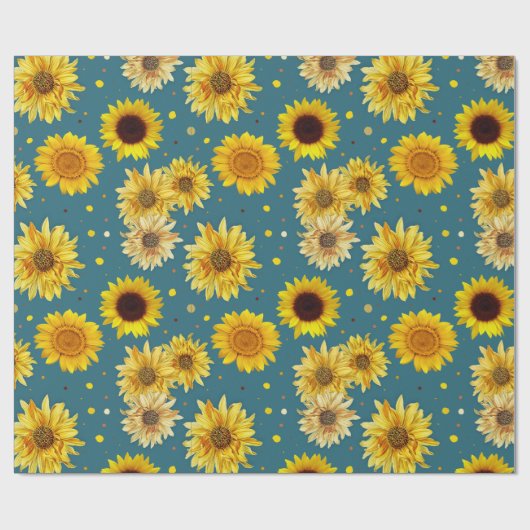 Sunflowers on Blue Cadeaupapier (Vlak)