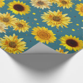 Sunflowers on Blue Cadeaupapier (Hoek)