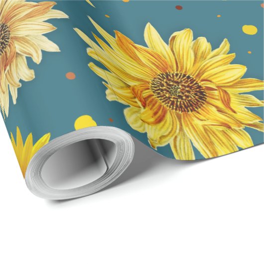 Sunflowers on Blue Cadeaupapier (Rol Hoek)
