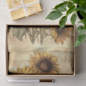 Sunflowers on Worn Style Parchment with Script Tissuepapier (Geschenk)
