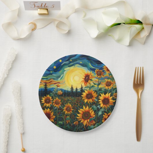 sunflowers papieren bordje (Huwelijk)