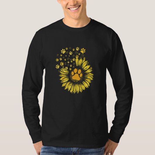 Sunflowers Pet Paw Prints Dog Cat T-shirt (Voorkant)