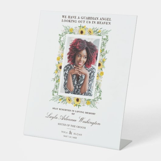 Sunflowers Photo Remembrance Wedding Dear Ones Reclamebord Met Voetstuk (Voorkant)