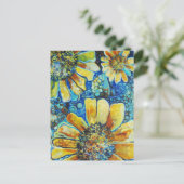 Sunflowers & Polk a Dots Briefkaart (Staand voorkant)