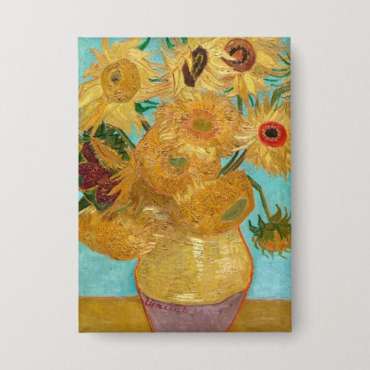 Sunflowers, Post Impressionist Still Life Painting Button (Voorkant)