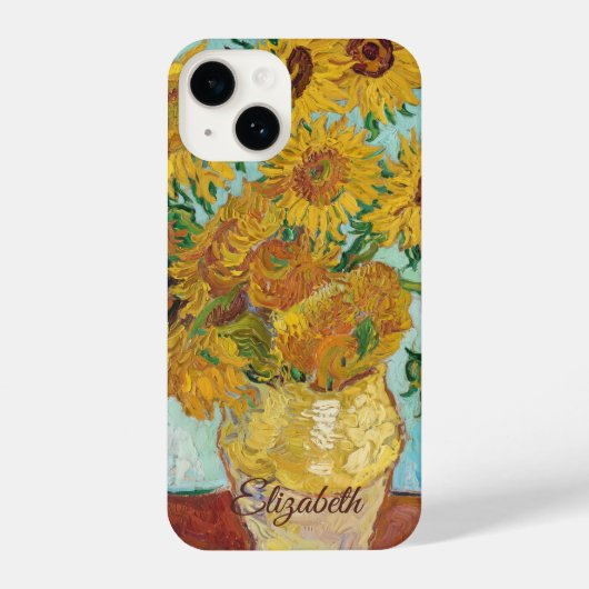 Sunflowers Red Orange Yellow Blue Van Gogh iPhone Hoesje (Achterkant)