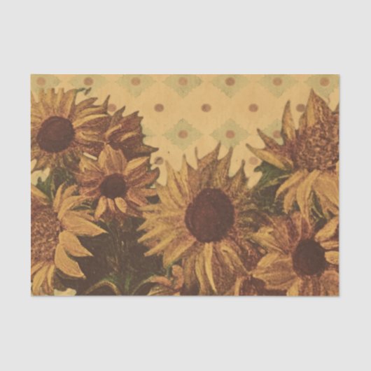Sunflowers retro vintage backdrop tissuepapier (Voorkant)