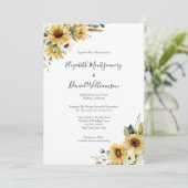 Sunflowers Rustic Farmhouse Elegant Formal Wedding Kaart (Staand voorkant)