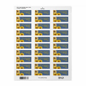 Sunflowers Slate Blue Return Address Labels  (Full Sheet)