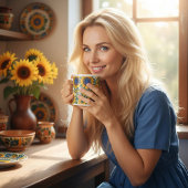 Sunflowers Ukrainian folk art pattern X-Large Mug Grote Koffiekop