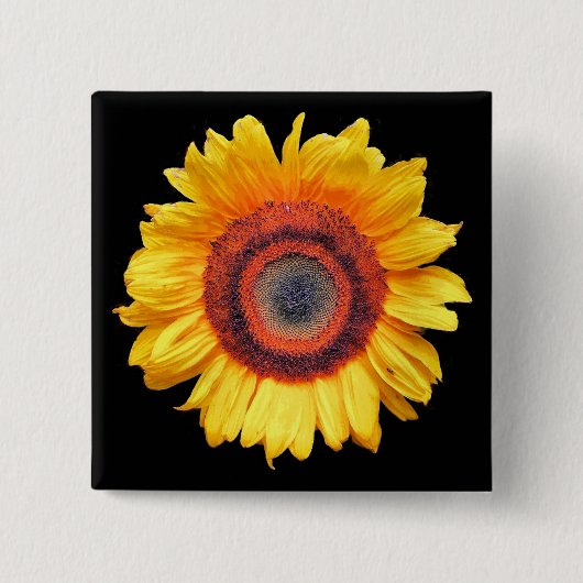 SUNFLOWERS VIERKANTE BUTTON 5,1 CM (Voorkant)
