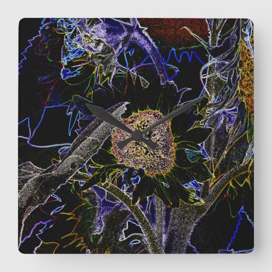 SUNFLOWERS VIERKANTE KLOK (Voorkant)