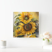 Sunflowers Vierkante Klok (Huis)