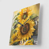 Sunflowers Vierkante Klok (Hoek)