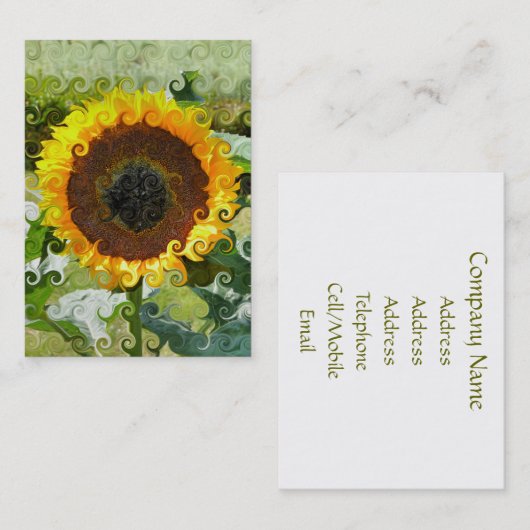 SUNFLOWERS VISITEKAARTJE (Voorkant / Achterkant)