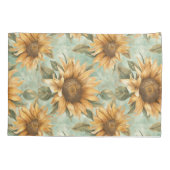 Sunflowers Watercolor Blue Background Kussensloop (Achterkant)