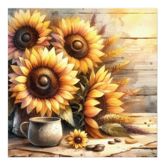 Sunflowers Watercolor Painting Foto Afdruk (Voorkant)