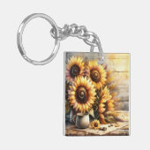 Sunflowers Watercolor Painting Sleutelhanger (Voorkant Links)