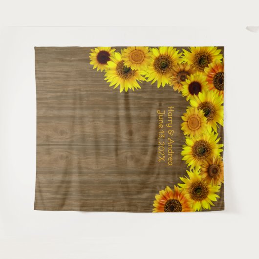 Sunflowers Wedding Backdrop to Personalize Wandkleed (Voorkant (horizontaal))