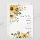 Sunflowers Wedding Save The Date QR Code Kaart (Voorkant)