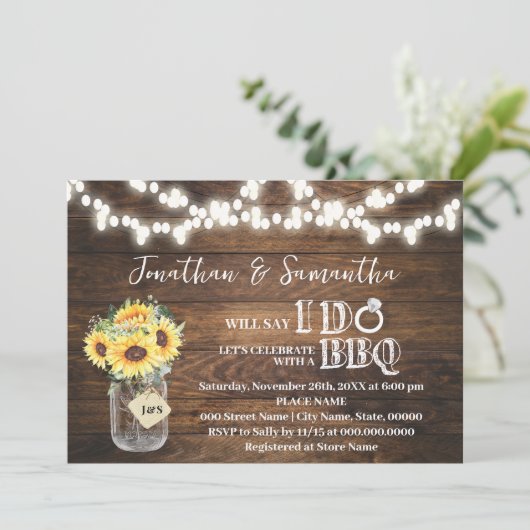 Sunflowers Western Before I do BBQ Couples Shower Kaart (Staand voorkant)
