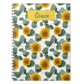 Sunflowers with Eucalyptus Leaves Pattern Custom Notitieboek (Voorkant)