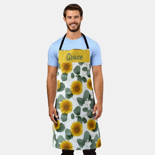 Sunflowers with Eucalyptus Leaves Pattern Custom Schort (Gedragen)