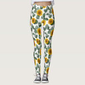 Sunflowers with Eucalyptus Leaves Pattern Leggings (Voorkant)