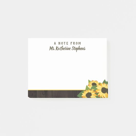 Sunflowers & Wood Een notitie van naam in script Post-it® Notes (Voorkant)