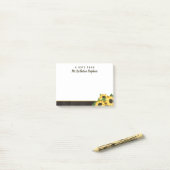 Sunflowers & Wood Een notitie van naam in script Post-it® Notes (Op bureau)