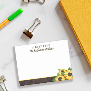 Sunflowers & Wood Een notitie van naam in script Post-it® Notes