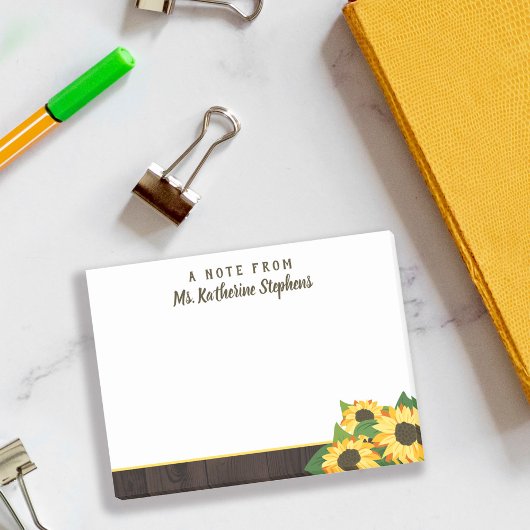 Sunflowers & Wood Een notitie van naam in script Post-it® Notes