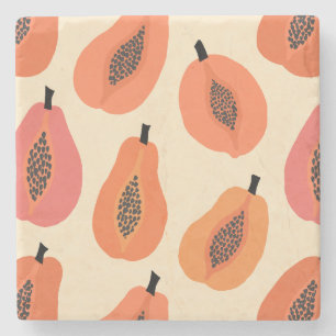 Sunfruit Slice Papaja Oranje Tinten Stenen Onderzetter