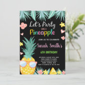 SunGlass Black Ananas Party Verjaardag Kaart (Staand voorkant)