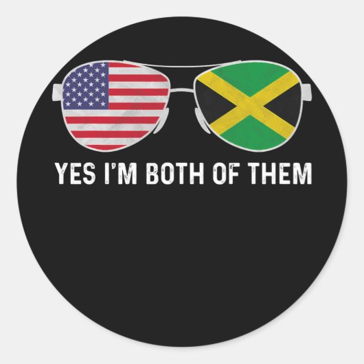 Sunglass Design Jamaican American Flag Patriotic Ronde Sticker (Voorkant)