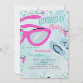 Sunglass Flip flops Sea Summer Birthday Party Kaart (Voorkant)