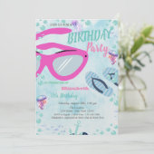 Sunglass Flip flops Sea Summer Birthday Party Kaart (Staand voorkant)