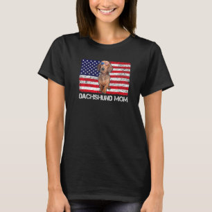 Sunglasses Dachshund Mom Flag American Usa Dog T-shirt