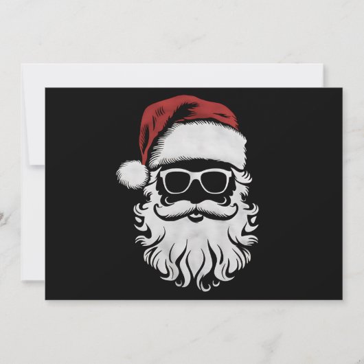 Sunglasses met gezicht van kerstman met hoed baard feestdagenkaart (Voorkant)