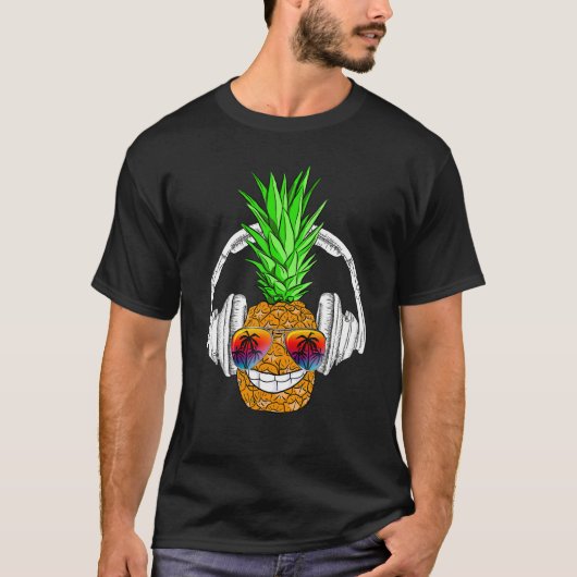 Sunglasses Pineapple Headphones Aloha Hawaii Luau  T-shirt (Voorkant)